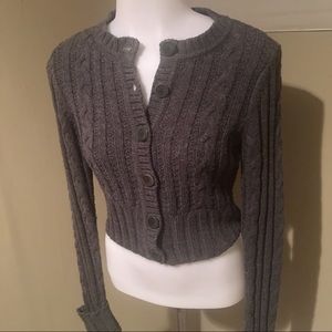 Express Women’s Gray Cropped Button Up Cardigan
